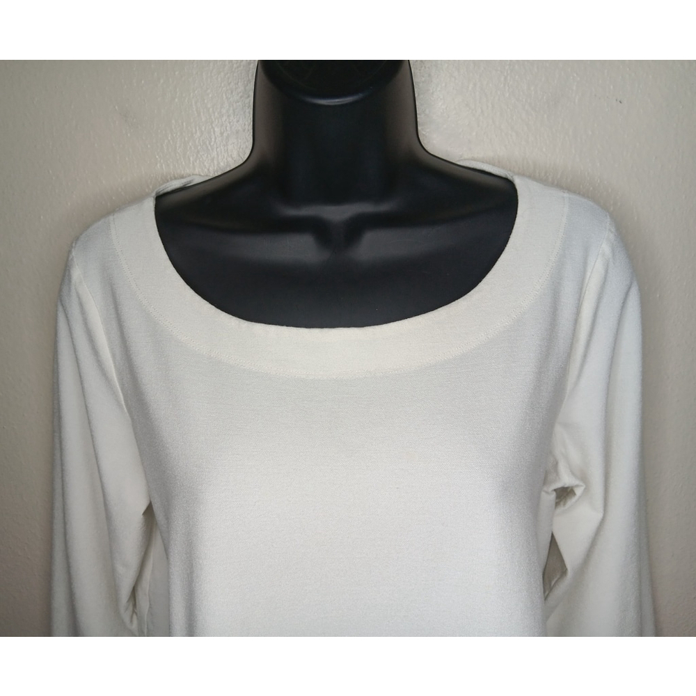 Eileen Fisher Women's Medium Jersey Stretch Top Blouse White Viscose Blend - Picture 2 of 11